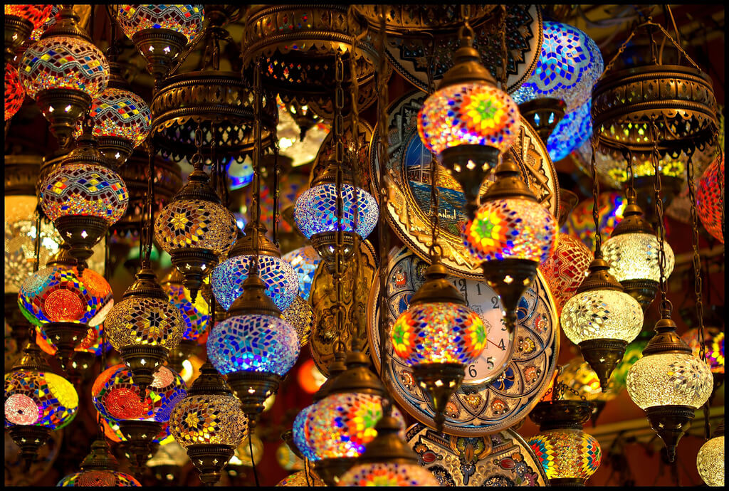 these colorful glass lamps can be found in Grand Bazaar Istanbul 