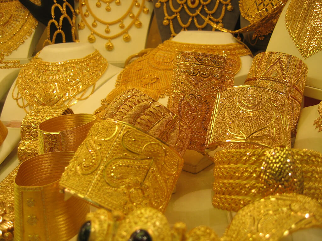 Gold bracelets and necklaces in Grand Bazaar Istanbul