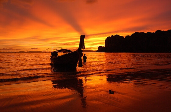sunset over Railay beach Thailand
