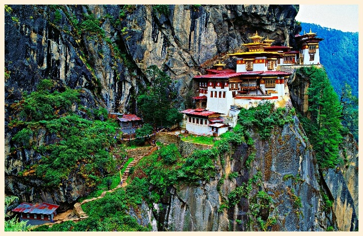 monastery on a mountain in Bhutan tibet