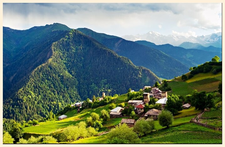 Landscape of Ieli village in Svaneti